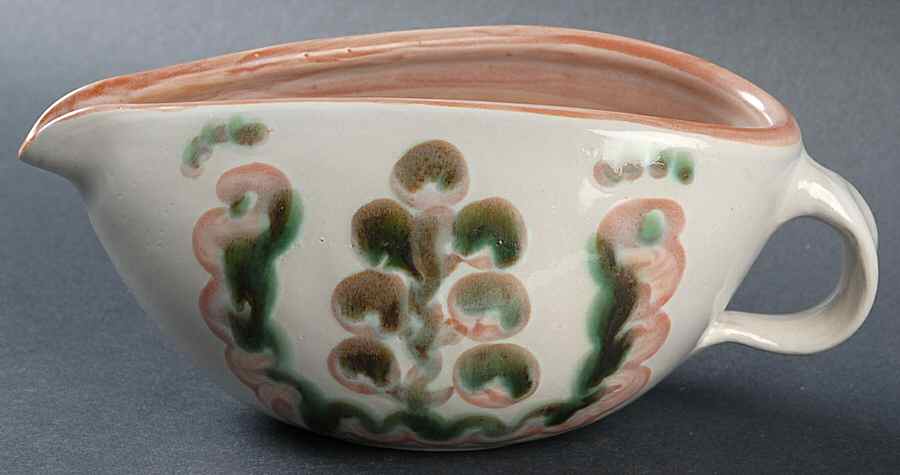 Pear and Grape Pink Open Sauce Boat by M A Hadley-1