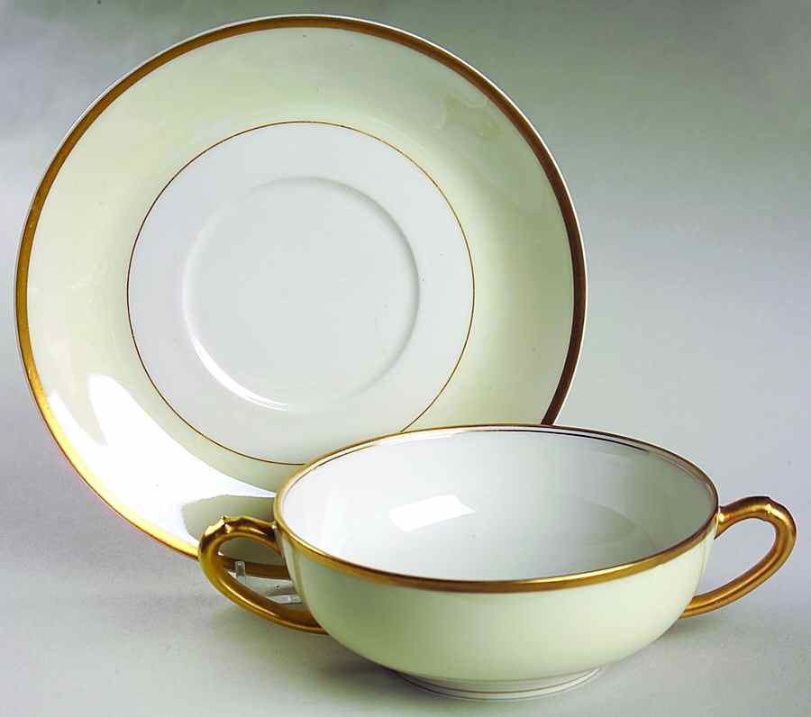 H1469 Flat Cream Soup Bowl & Saucer Set by Haviland-1