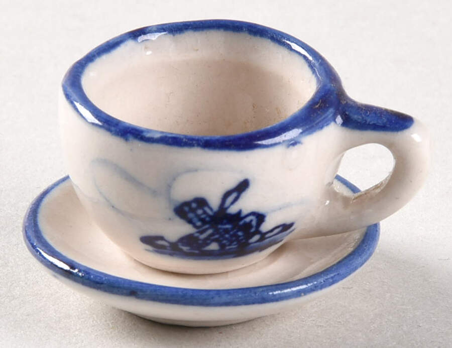 Delfts Blue Miniature Cup and Saucer Set by Holland-1