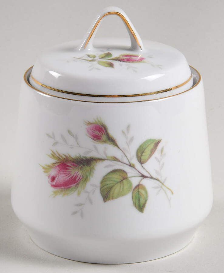 Moss Rose (Smooth) Sugar Bowl & Lid by Hutschenreuther-1