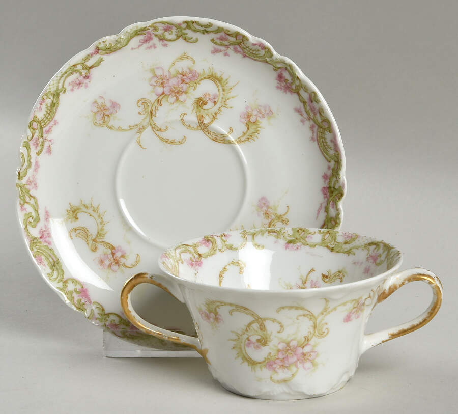 Schleiger 910d Bouillon Cup & Saucer by Haviland-1