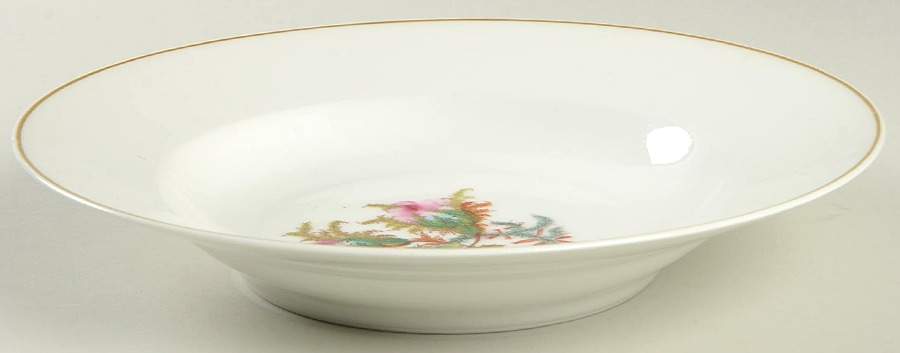 Moss Rose (Gold Trim, No Verge) Rim Soup Bowl by Haviland-1