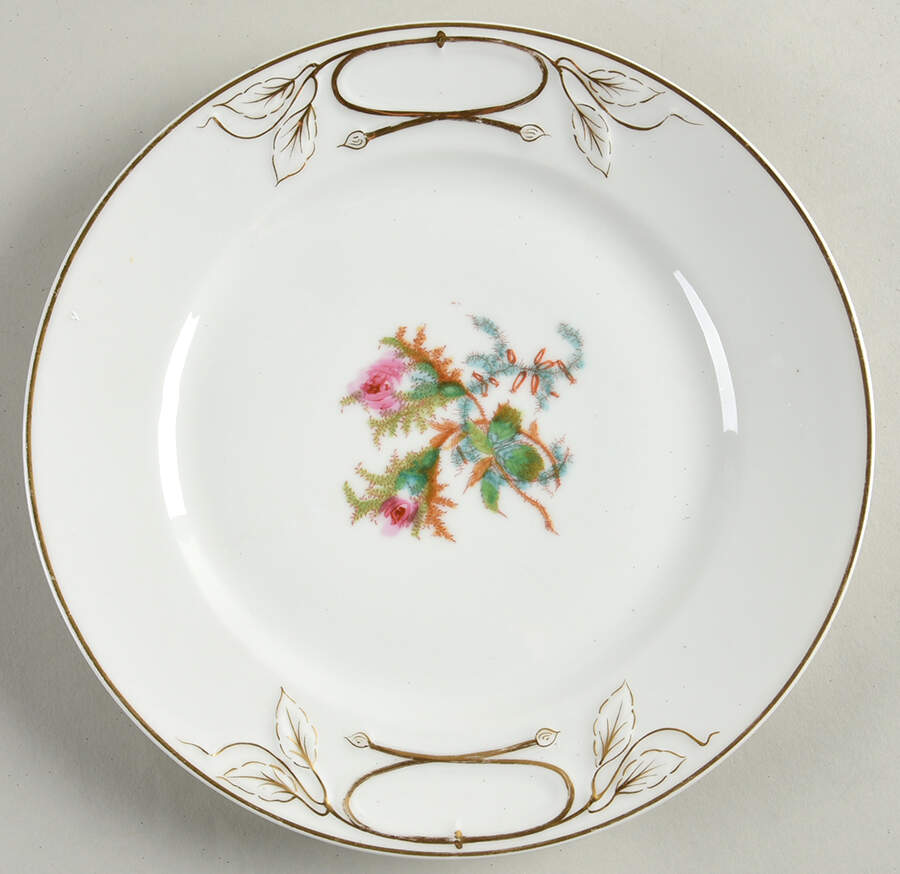 Moss Rose (Gold Trim, No Verge) Cake Plate by Haviland-1