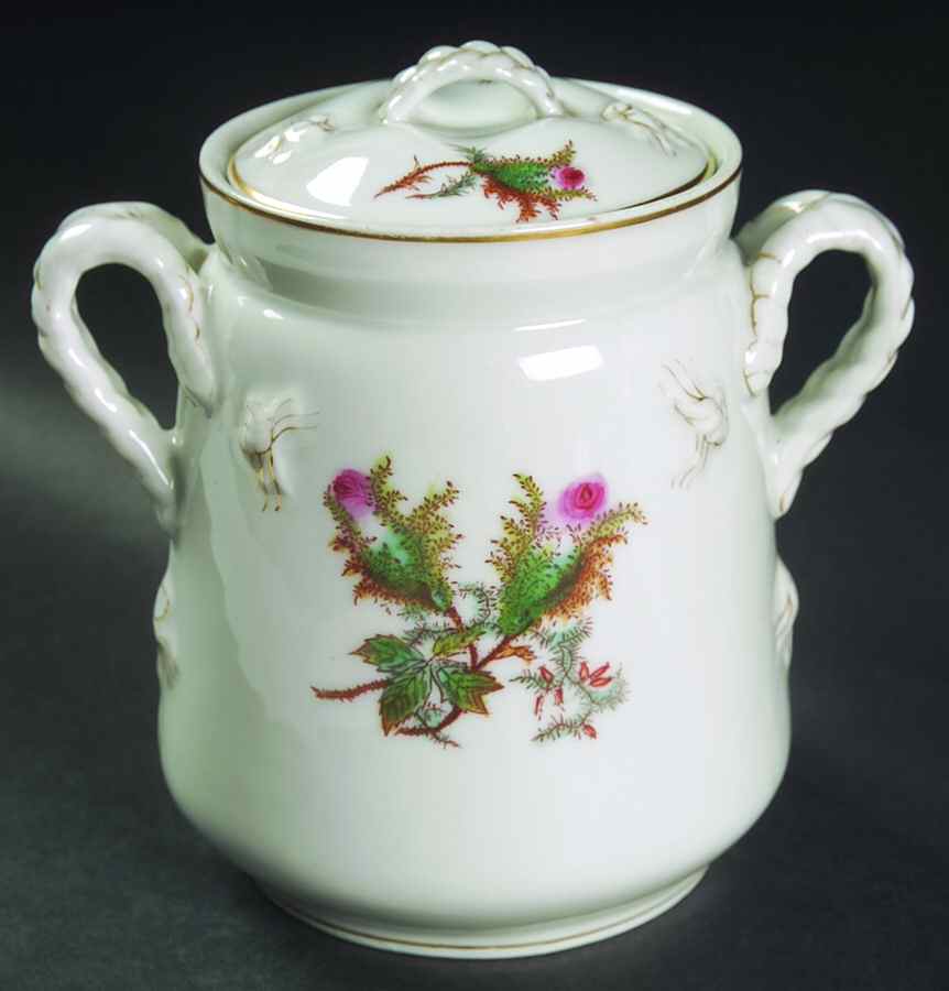 Moss Rose (Gold Trim, No Verge) Sugar Bowl & Lid by Haviland-1