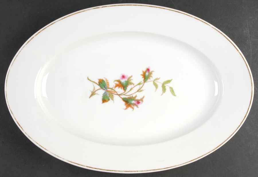 Moss Rose (Gold Trim, No Verge) 15" Oval Serving Platter by Haviland-1