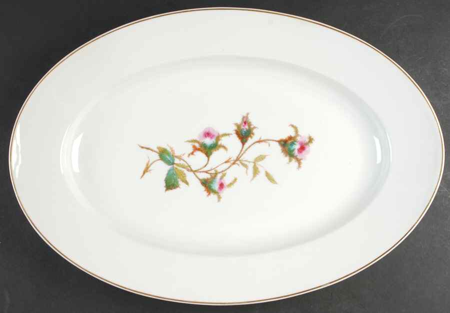 Moss Rose (Gold Trim, No Verge) 19" Oval Serving Platter by Haviland-1