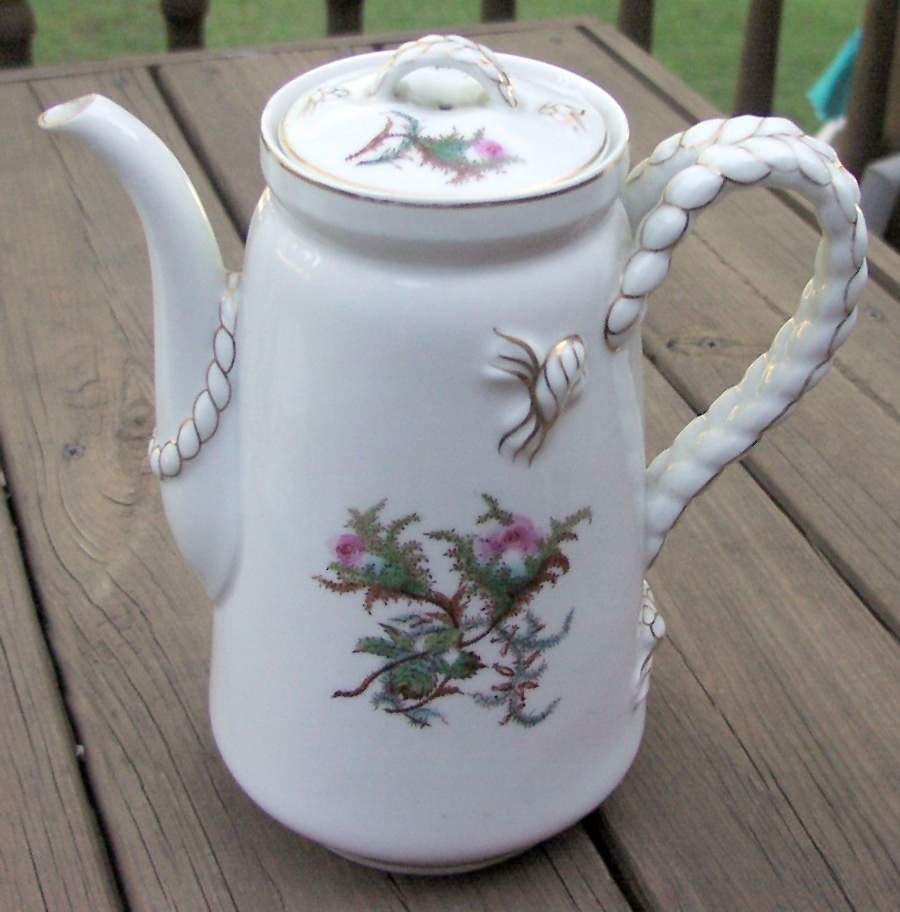 Moss Rose (Gold Trim, No Verge) Coffee Pot & Lid by Haviland-1