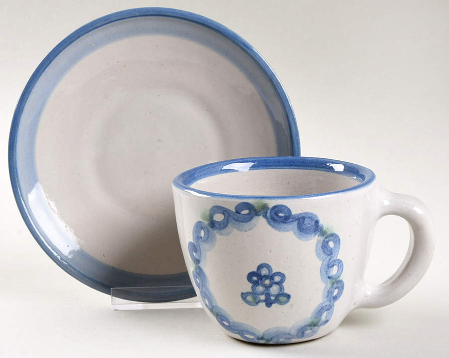 Bluette Flat Cup & Saucer Set by M A Hadley-1