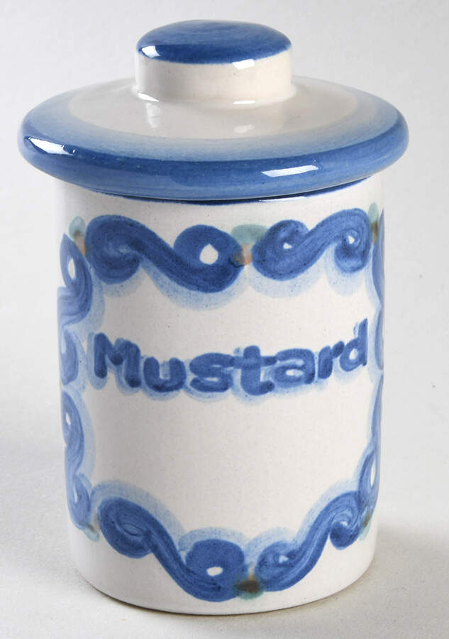 Bluette Mustard Jar & Lid by M A Hadley-1