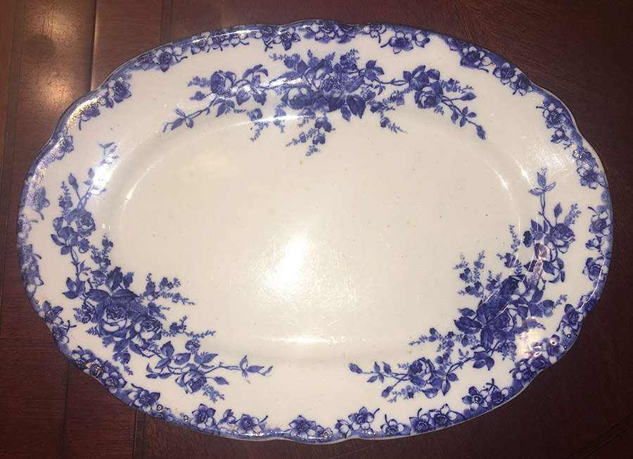 Millais Blue 12" Oval Serving Platter by Sampson Hancock & Sons-1