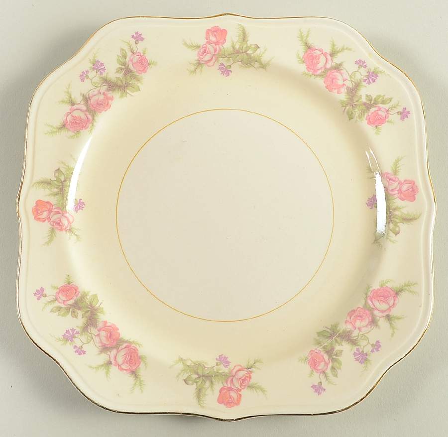 Heather Rose (Eggshell Nautilus) Square Salad Plate by Homer Laughlin -1