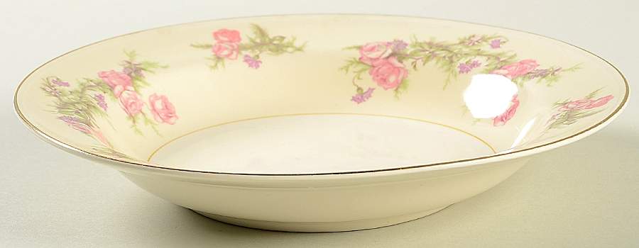 Heather Rose (Eggshell Nautilus) Rim Soup Bowl by Homer Laughlin -1