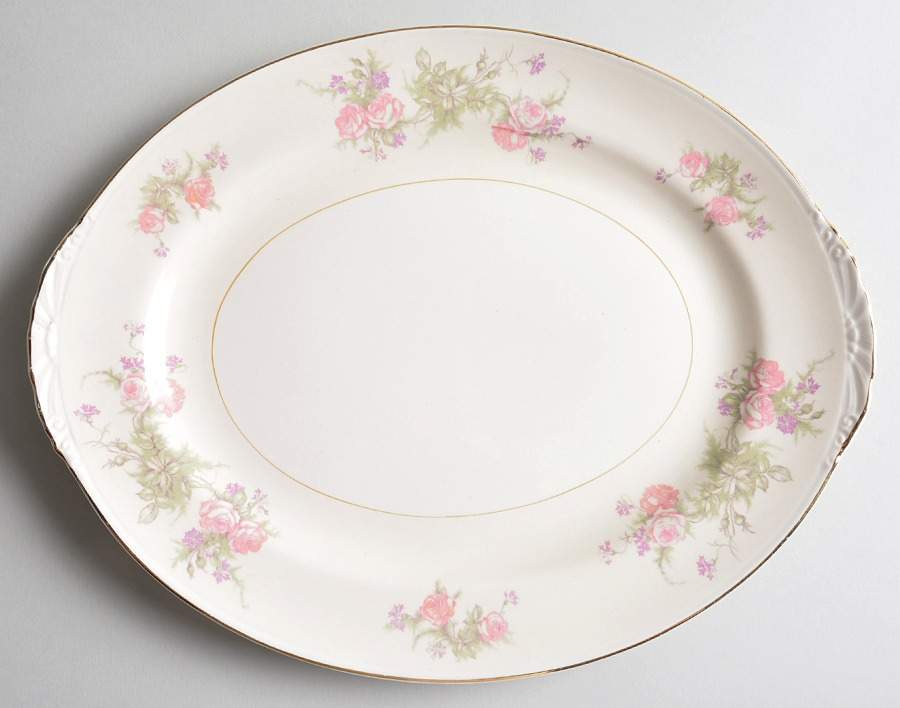Heather Rose (Eggshell Nautilus) 13" Oval Serving Platter by Homer Laughlin -1