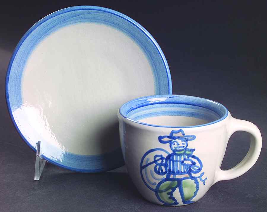Cowboy Flat Cup & Saucer Set by M A Hadley-1