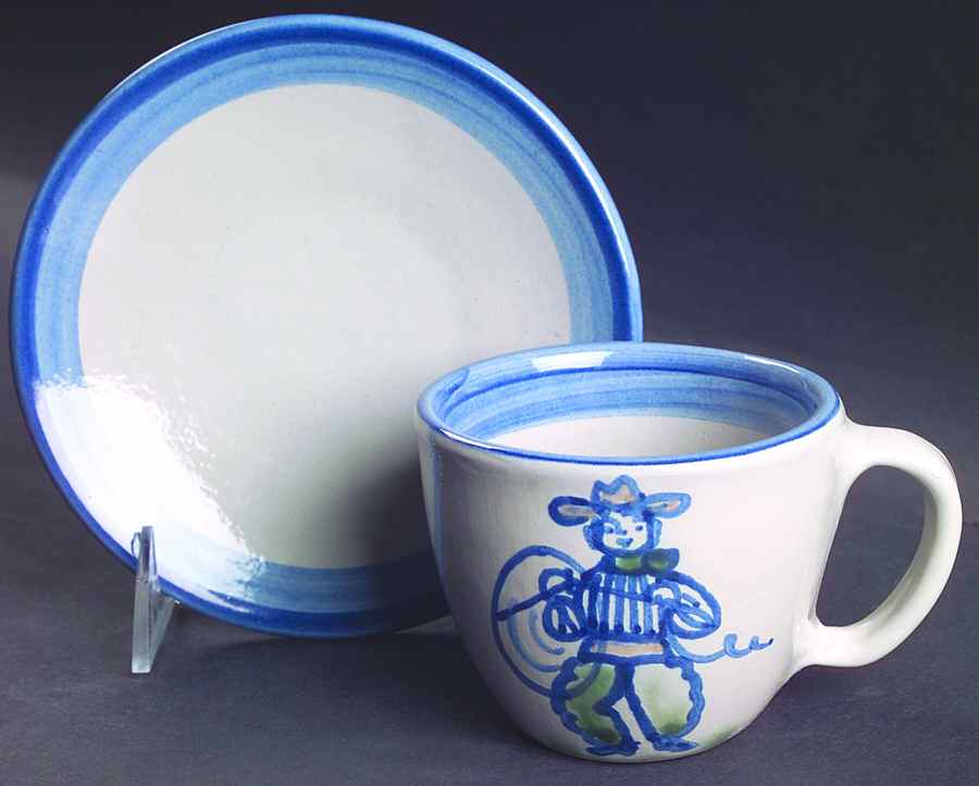 Cowboy Flat Cup & Saucer Set by M A Hadley-1