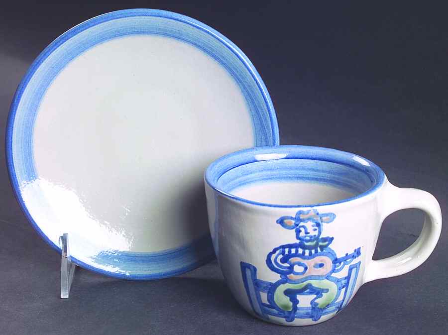 Cowboy Flat Cup & Saucer Set by M A Hadley-1