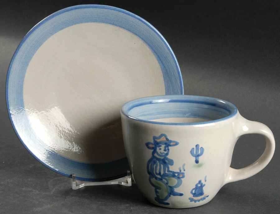 Cowboy Flat Cup & Saucer Set by M A Hadley-1