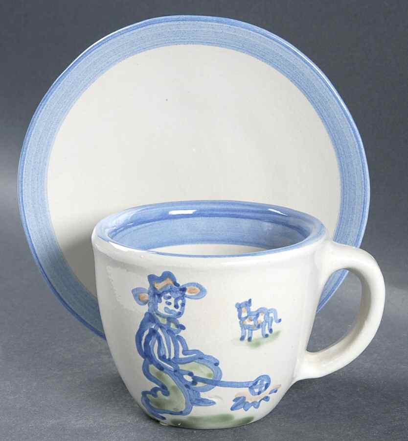 Cowboy Flat Cup & Saucer Set by M A Hadley-1