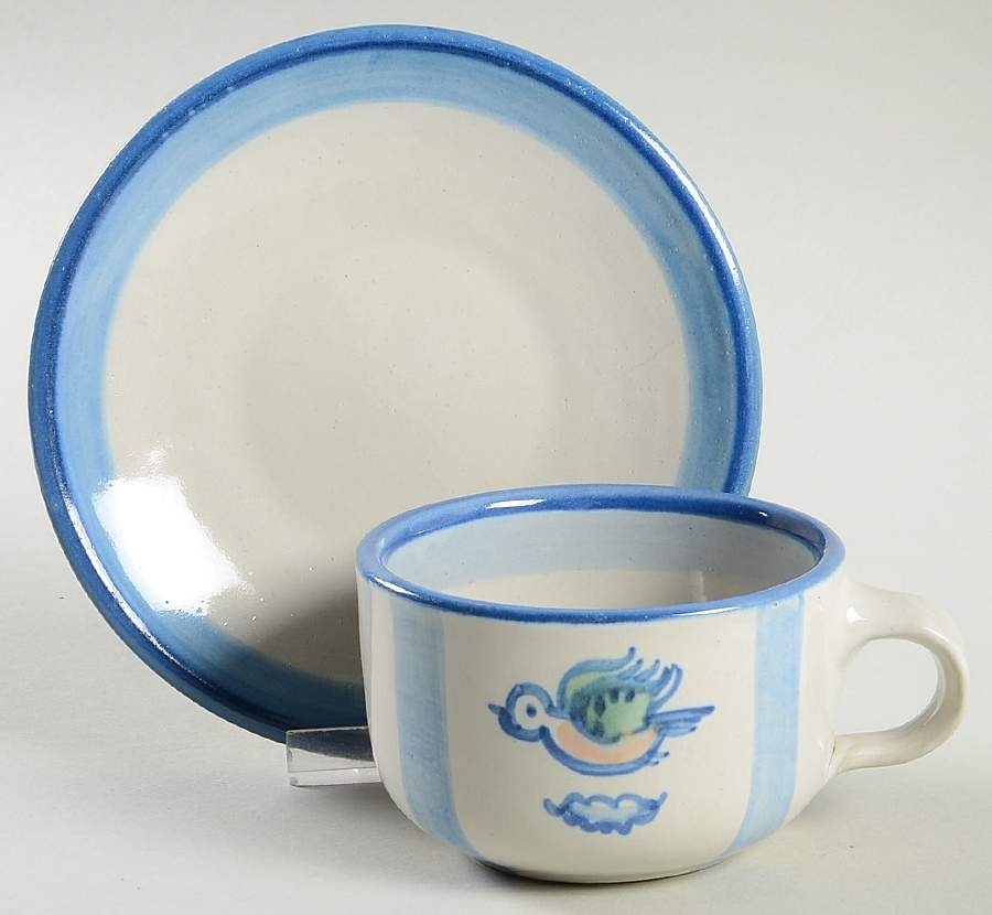 New Bird Flat Cup & Saucer Set by M A Hadley-1