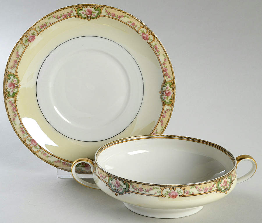 Schleiger 345-1 Flat Cream Soup Bowl & Saucer Set by Haviland-1