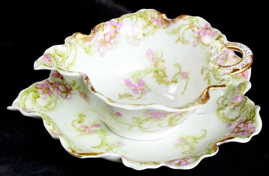 H1593 Footed Cream Soup Bowl & Saucer Set by Haviland-1