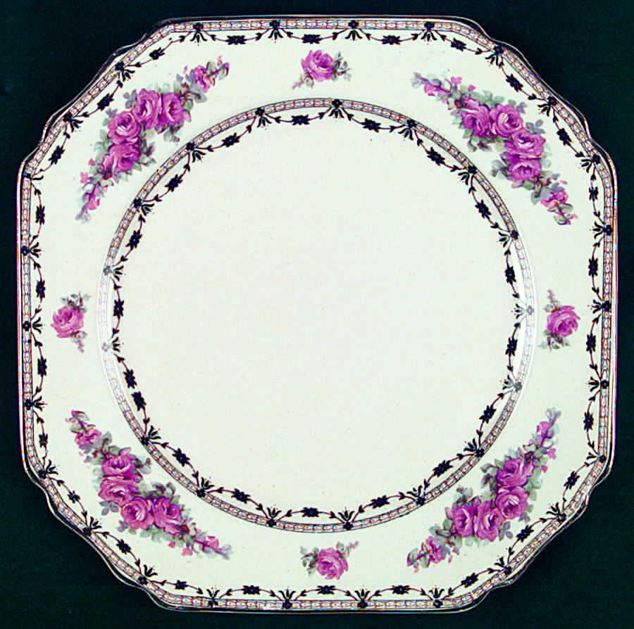 Coronation Rose Square Luncheon Plate by Thomas Hughes & Sons-1