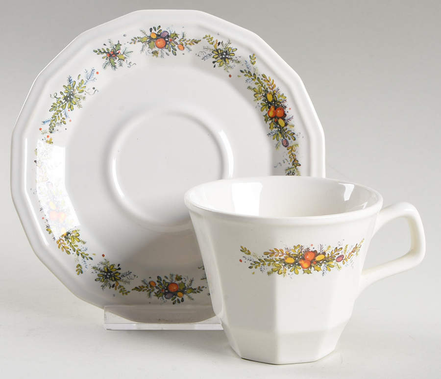 All Seasons Flat Cup & Saucer Set by Homer Laughlin -1