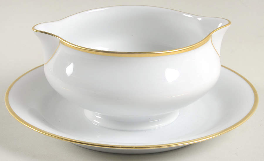 Orsay Gold Gravy Boat with Attached Underplate by Haviland-1