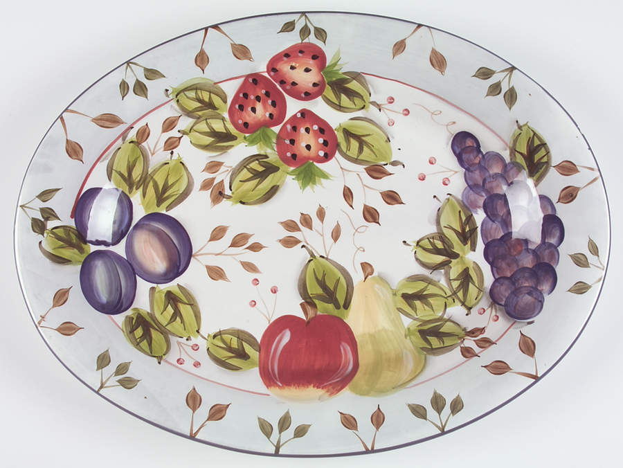 Black Forest Fruits 18" Oval Serving Platter by Heritage Mint-1