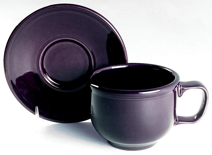 Fiesta Plum (Intro 2001) Jumbo Cup & Saucer Set by Homer Laughlin -1