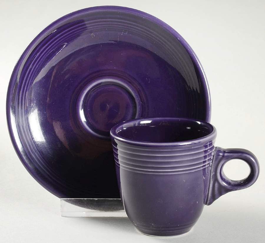 Fiesta Plum (Intro 2001) Flat Demitasse Cup & Saucer Set by Homer Laughlin -1