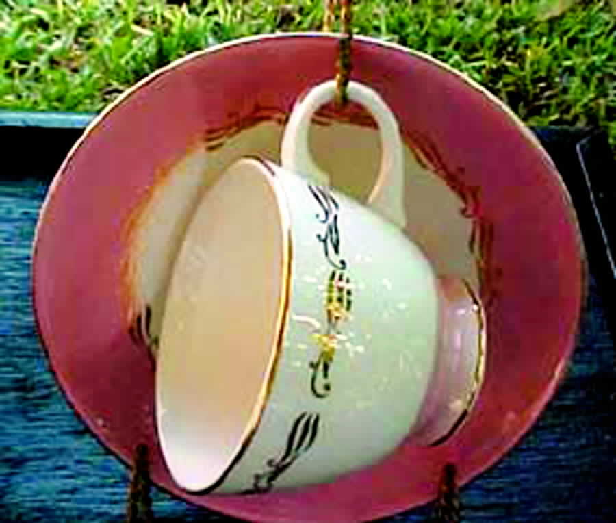 Sunrise Footed Cup & Saucer Set by Homer Laughlin -1