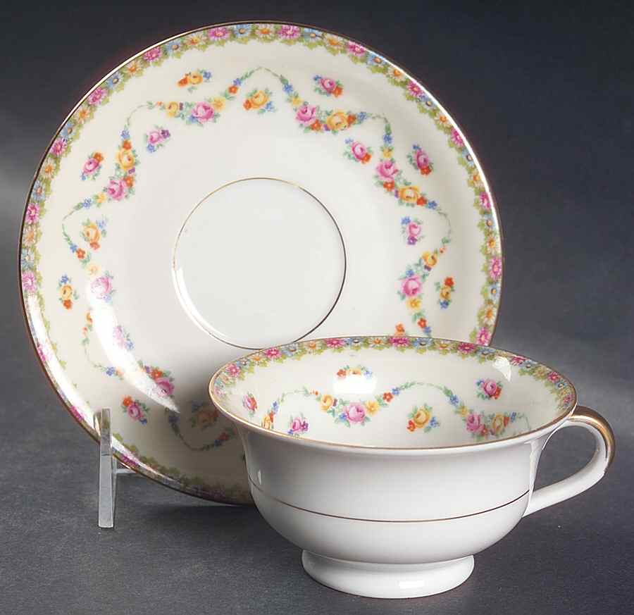 HWC16 Footed Cup & Saucer Set by HW (Germany, Czech)-1