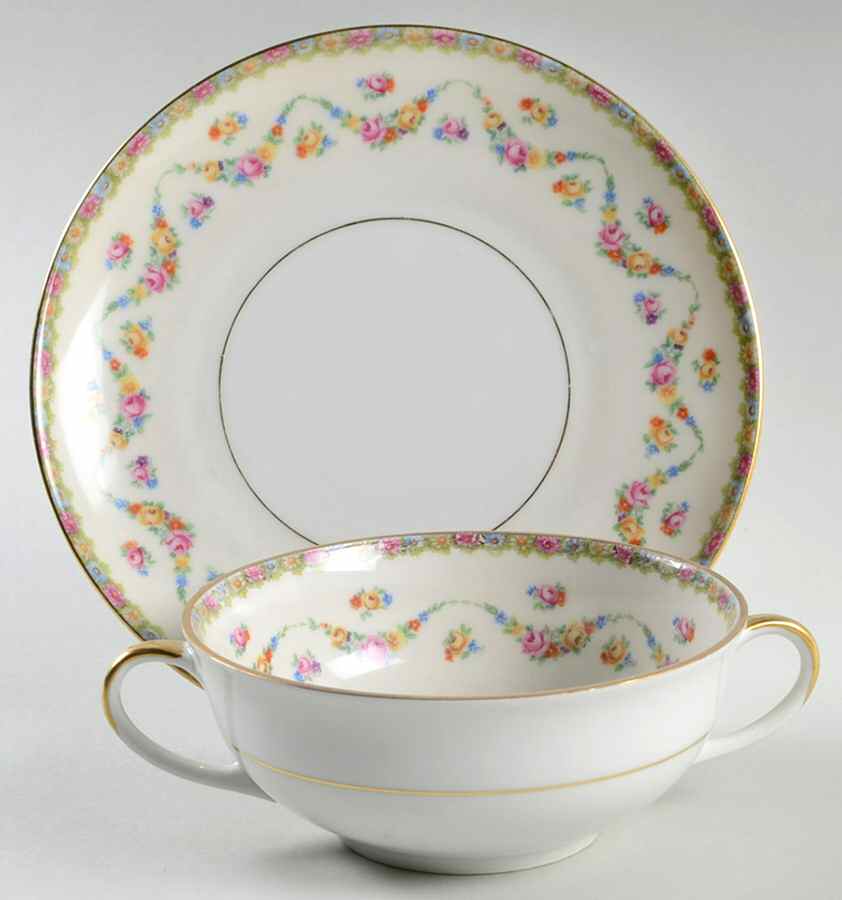 HWC16 Flat Cream Soup Bowl & Saucer Set by HW (Germany, Czech)-1