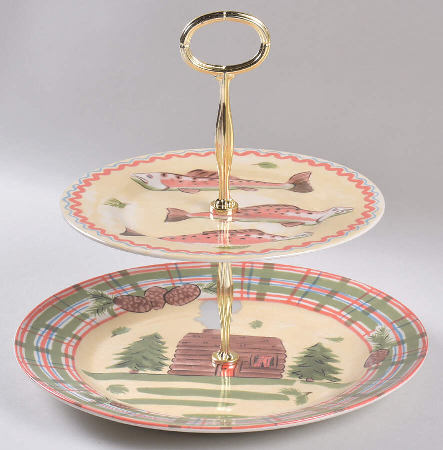 Northwoods 6 5/8"-10"  2 Tiered Serving Tray (Dp, Sp) HC by Hausenware-1