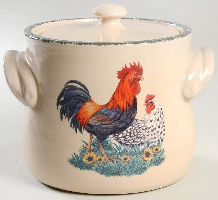 Rooster Bean Pot & Lid by Home & Garden Party-1