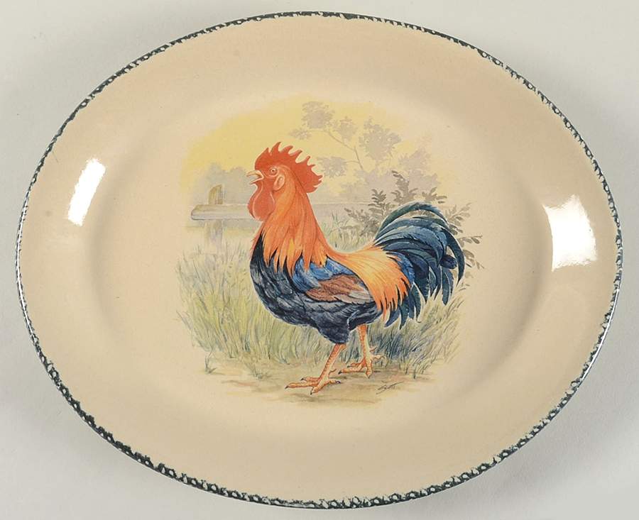 Rooster 13" Oval Serving Platter by Home & Garden Party-1