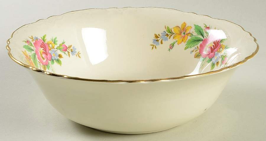 Spring Wreath 8" Round Vegetable Bowl by Homer Laughlin -1