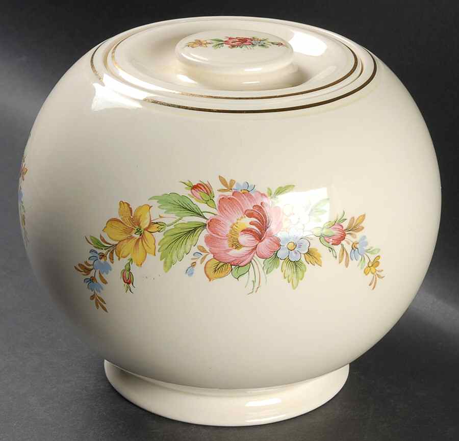 Spring Wreath Large Covered Jar & Lid by Homer Laughlin -1