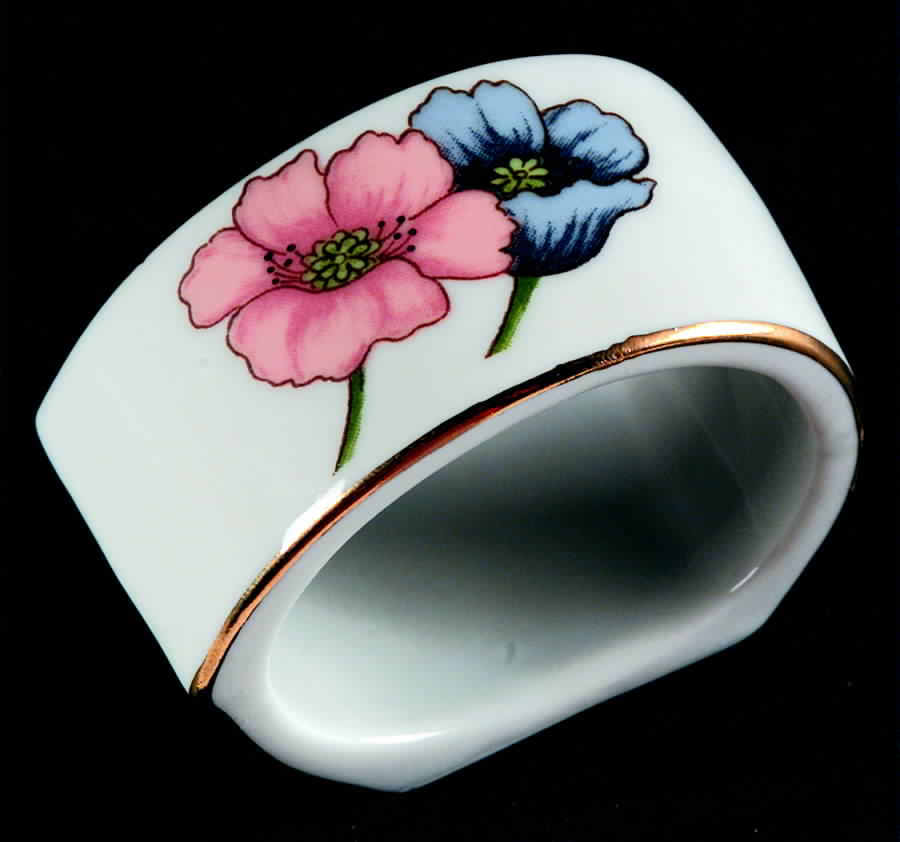 Poppy (Gold Trim) Napkin Ring by House of Prill-1