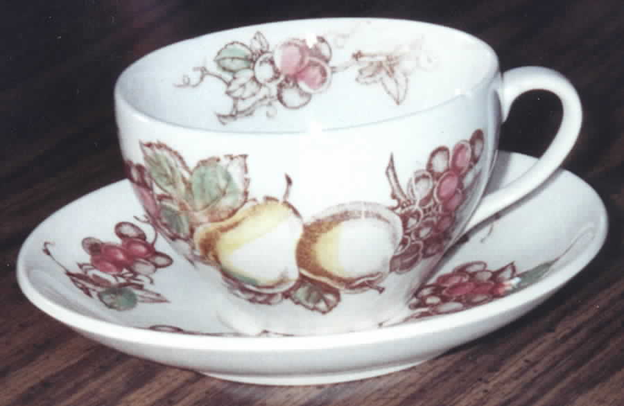 Fruit Arbor Flat Cup & Saucer Set by Harmony House China-1