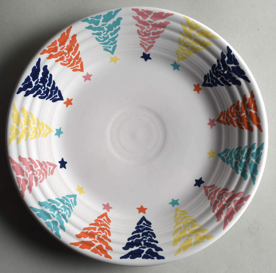 Fiesta Pastel Christmas Tree Luncheon Plate by Homer Laughlin -1