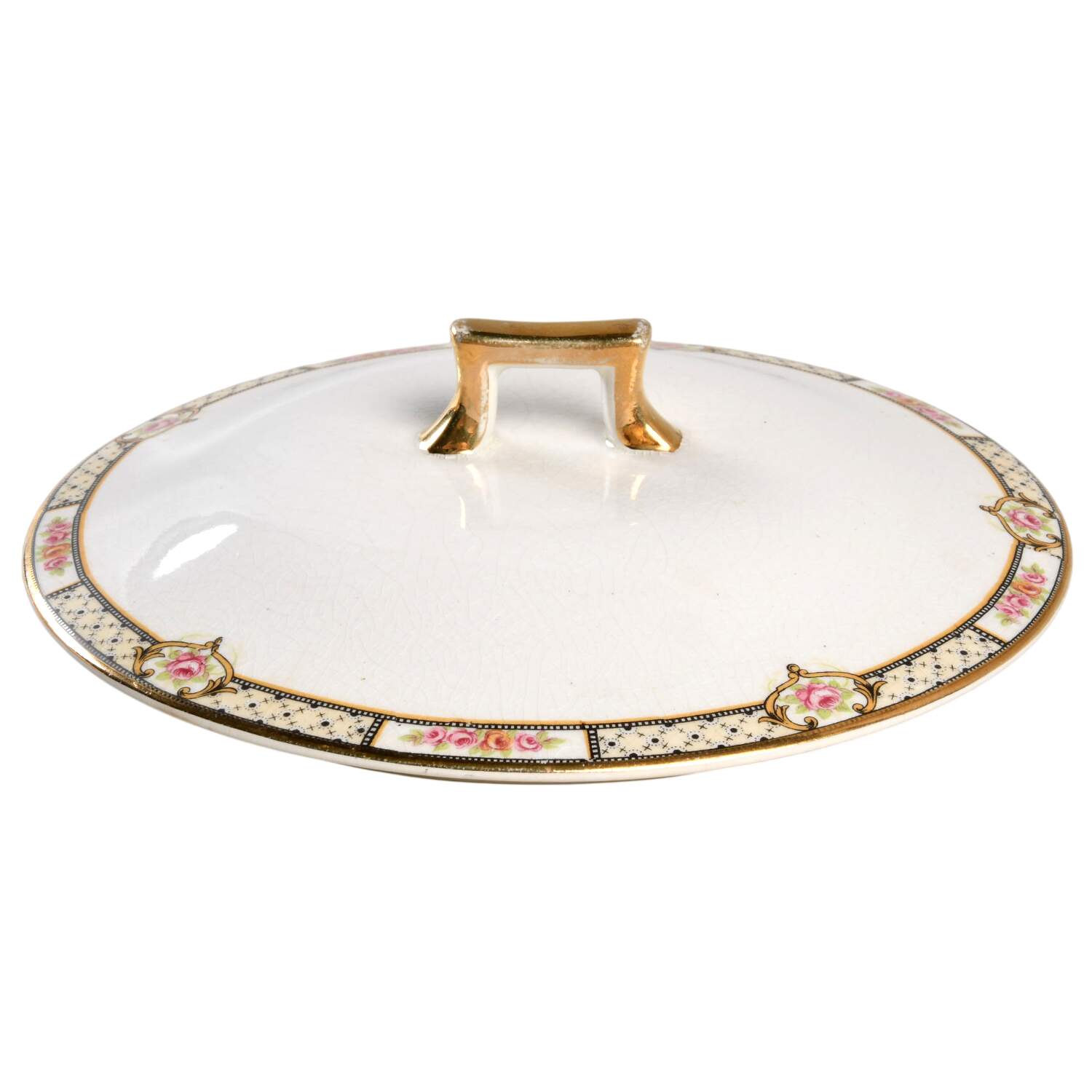 Rose and Lattice (Kwaker) Lid for Round Vegetable by Homer Laughlin -1