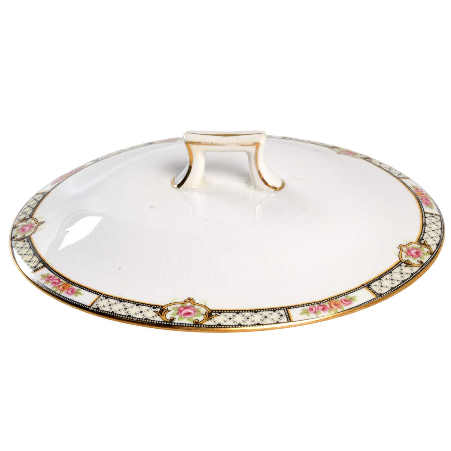 Rose and Lattice (Kwaker) Lid for Round Vegetable by Homer Laughlin -1