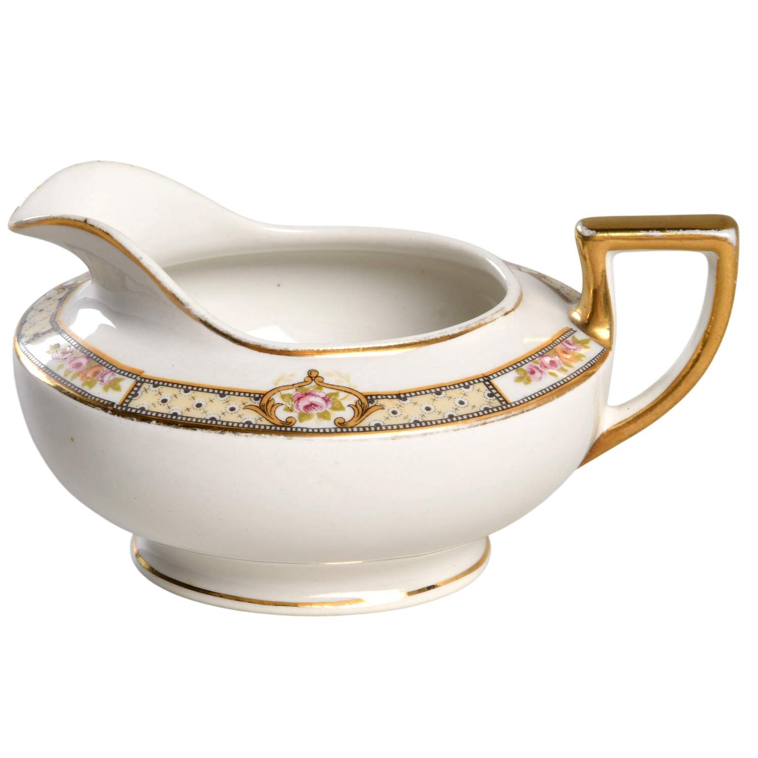 Rose and Lattice (Kwaker) Creamer by Homer Laughlin -1