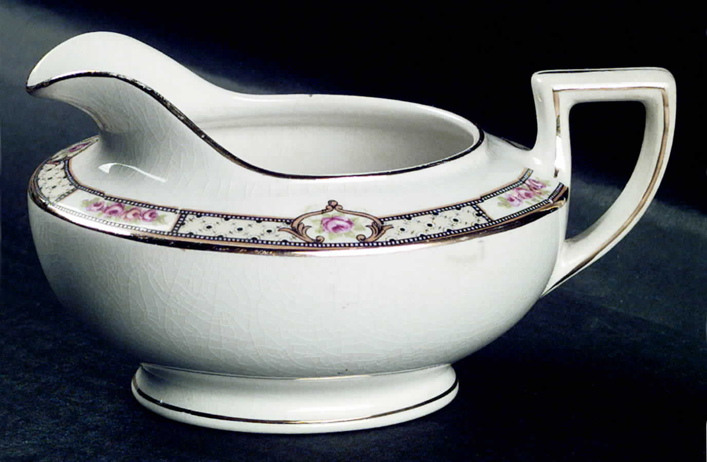 Rose and Lattice (Kwaker) Creamer by Homer Laughlin -1