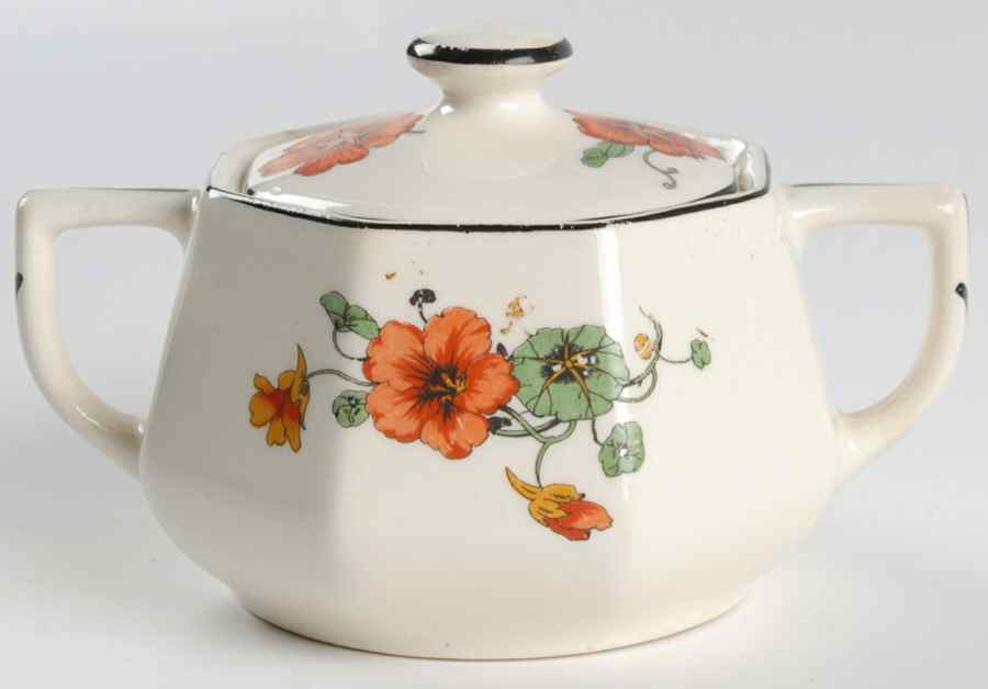 Y43 (Black Trim) Sugar Bowl & Lid by Homer Laughlin -1
