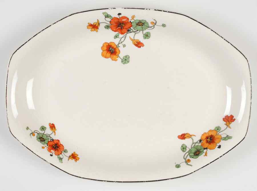 Y43 (Black Trim) 11" Oval Serving Platter by Homer Laughlin -1