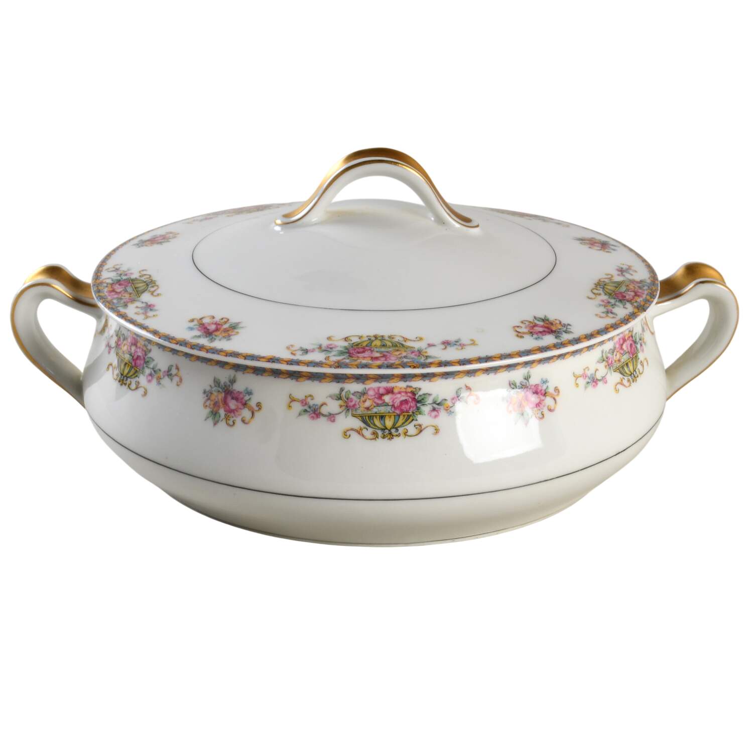 Commodore (Orange Trim) Round Covered Vegetable by Haviland-1