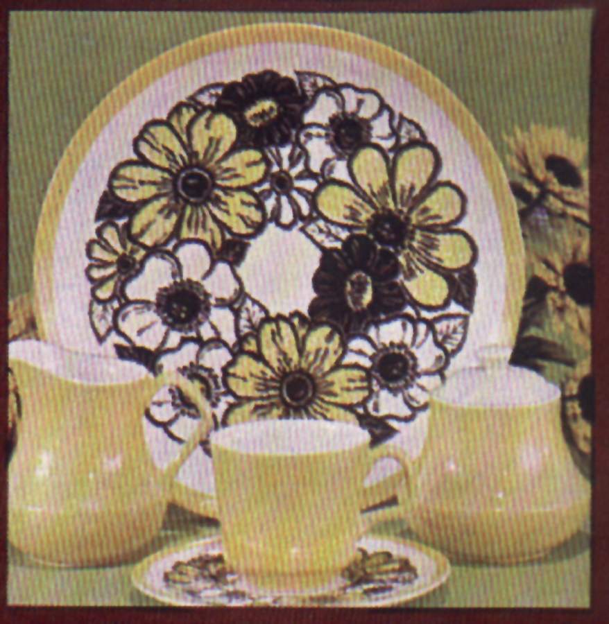 Sunflower Footed Cup & Saucer Set by Homer Laughlin -1